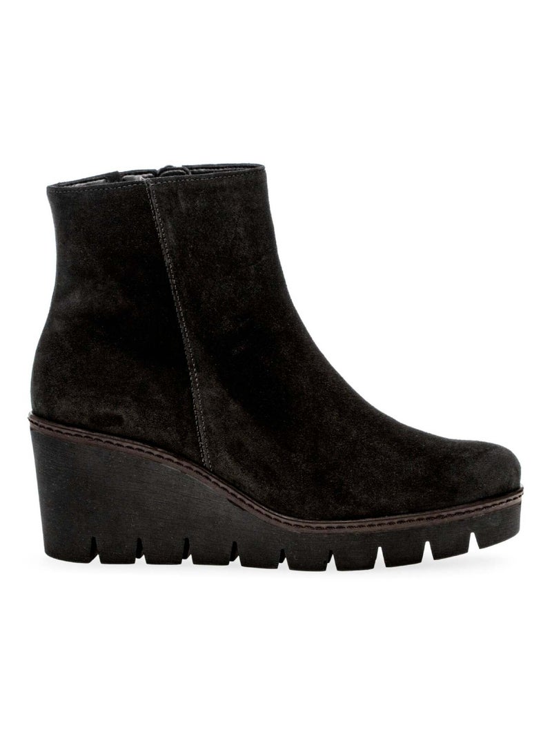 Bottines  en cuir velours Gabor Noir Noir - Kiabi