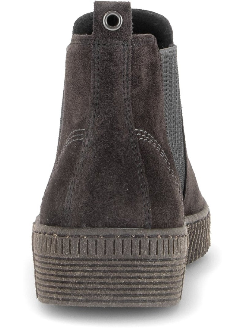 Bottines  en cuir velours Gris Gris - Kiabi