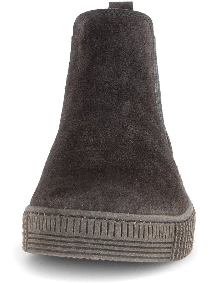 Bottines  en cuir velours Gris Gris - Kiabi