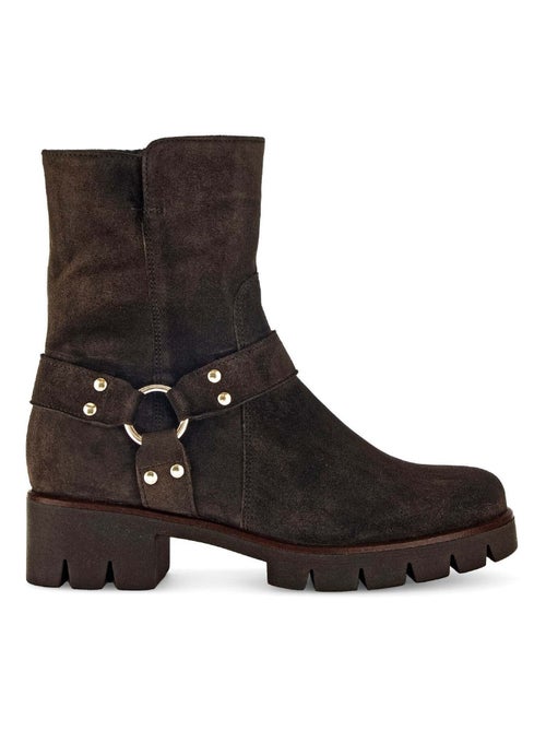 Bottines  en cuir velours - Kiabi