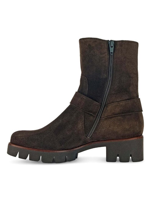 Bottines  en cuir velours - Kiabi