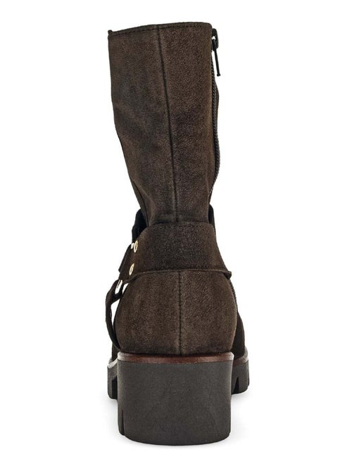 Bottines  en cuir velours - Kiabi