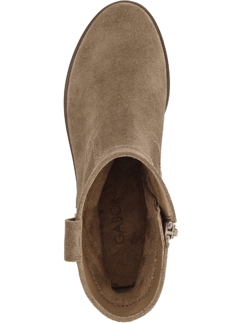Bottines  en cuir velours Marron - Kiabi