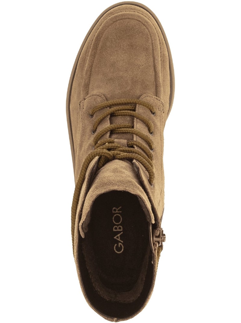 Bottines  en cuir velours Marron - Kiabi