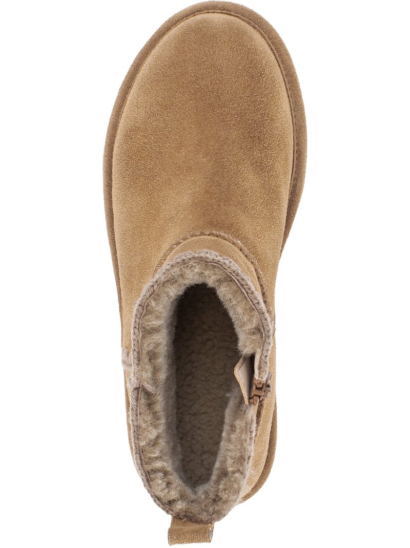 Bottines  en cuir velours Marron - Kiabi