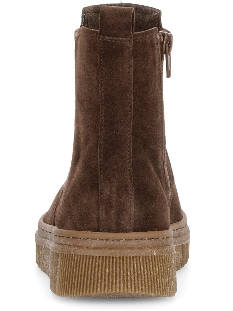 Bottines  en cuir velours Marron - Kiabi