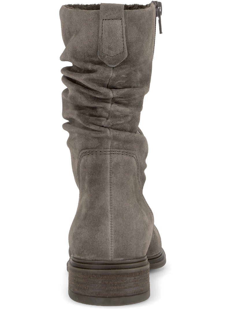 Bottines  en cuir velours Marron - Kiabi