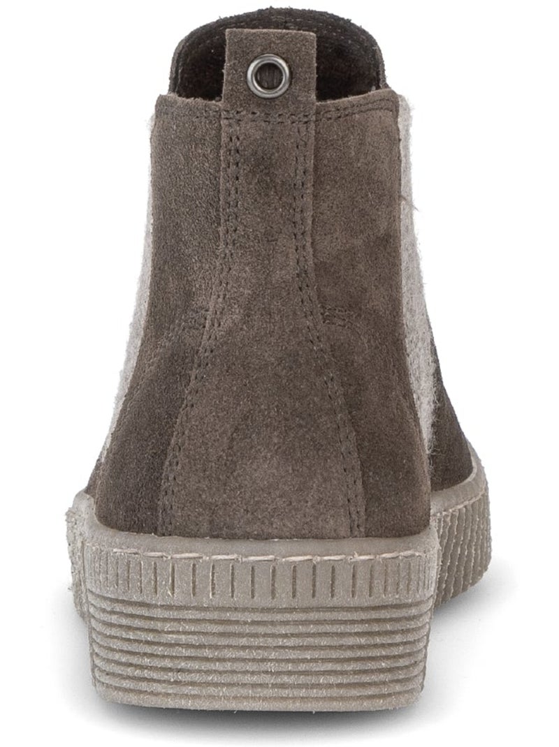 Bottines  en cuir velours Marron - Kiabi