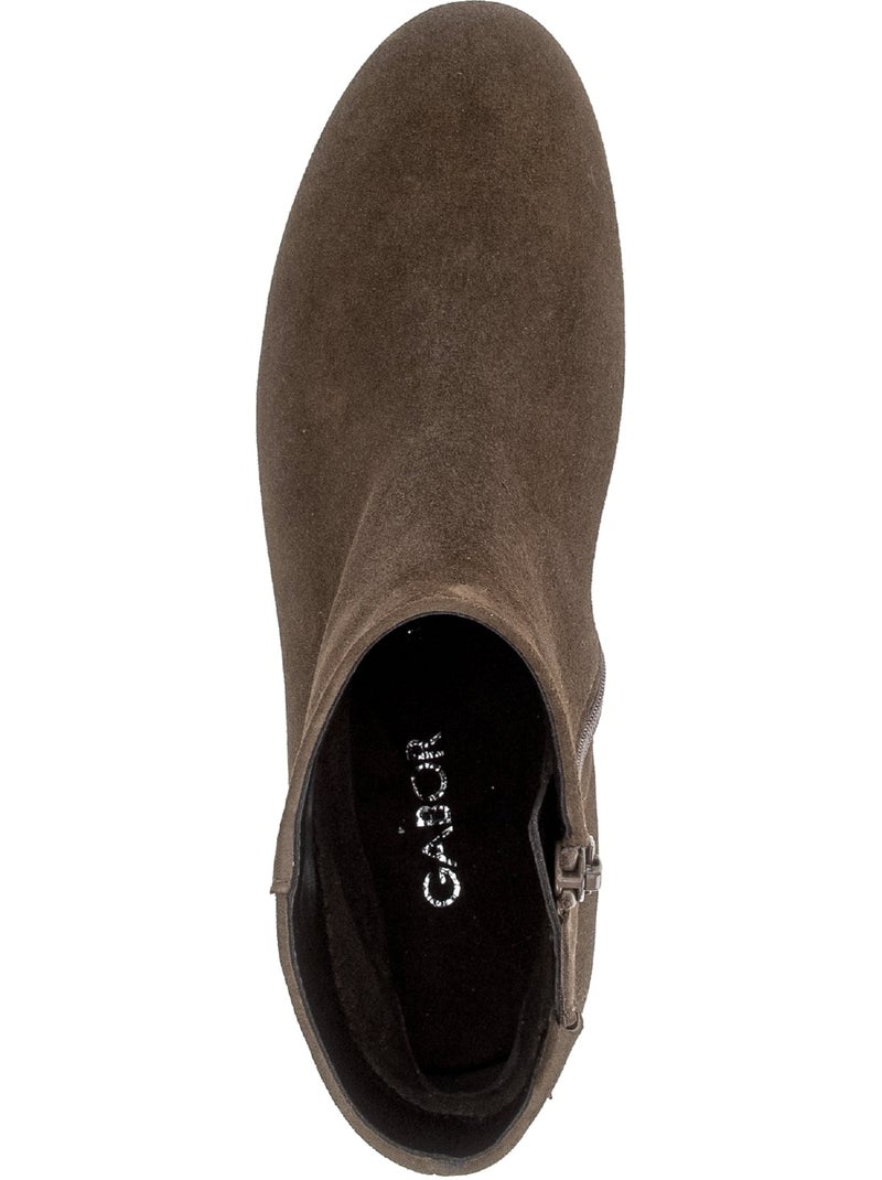 Bottines  en cuir velours Marron - Kiabi