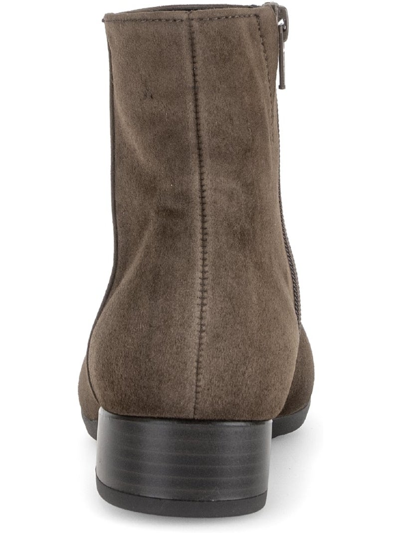 Bottines  en cuir velours Marron - Kiabi
