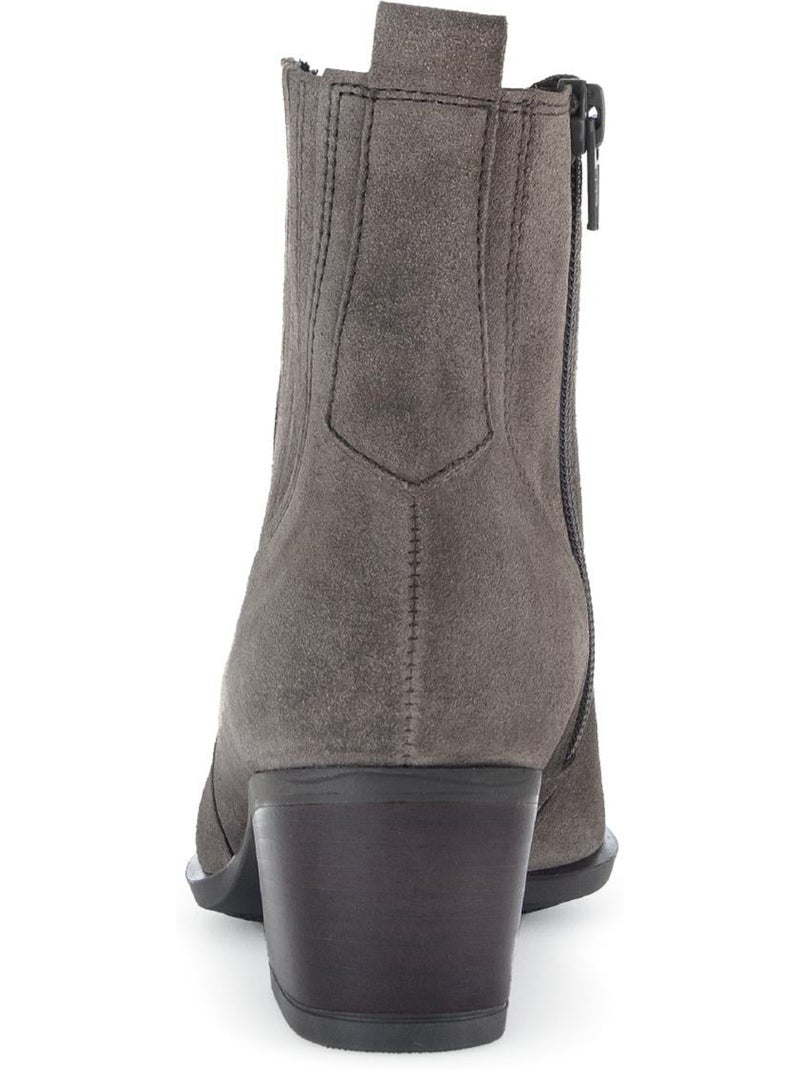 Bottines  en cuir velours Marron - Kiabi