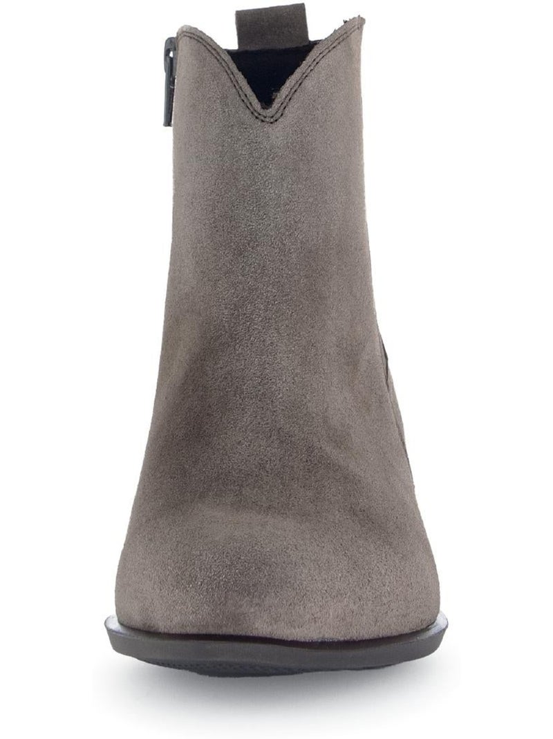 Bottines  en cuir velours Marron - Kiabi