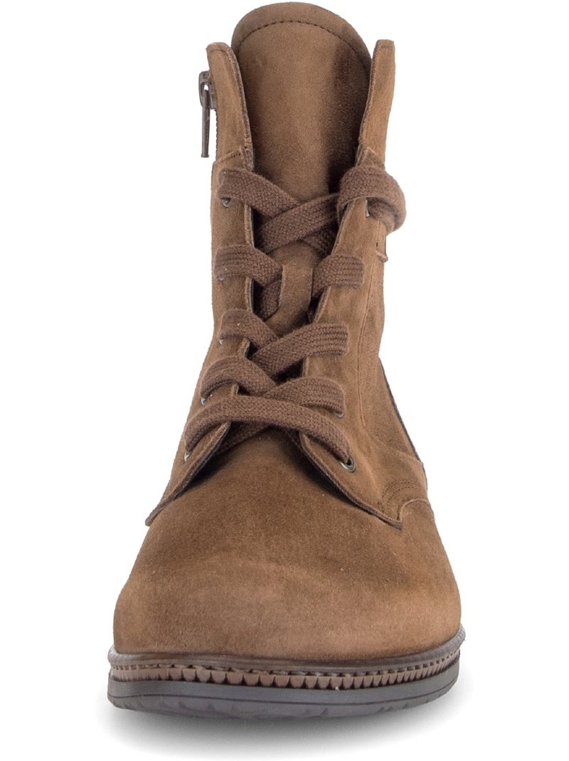 Bottines  en cuir velours Marron - Kiabi