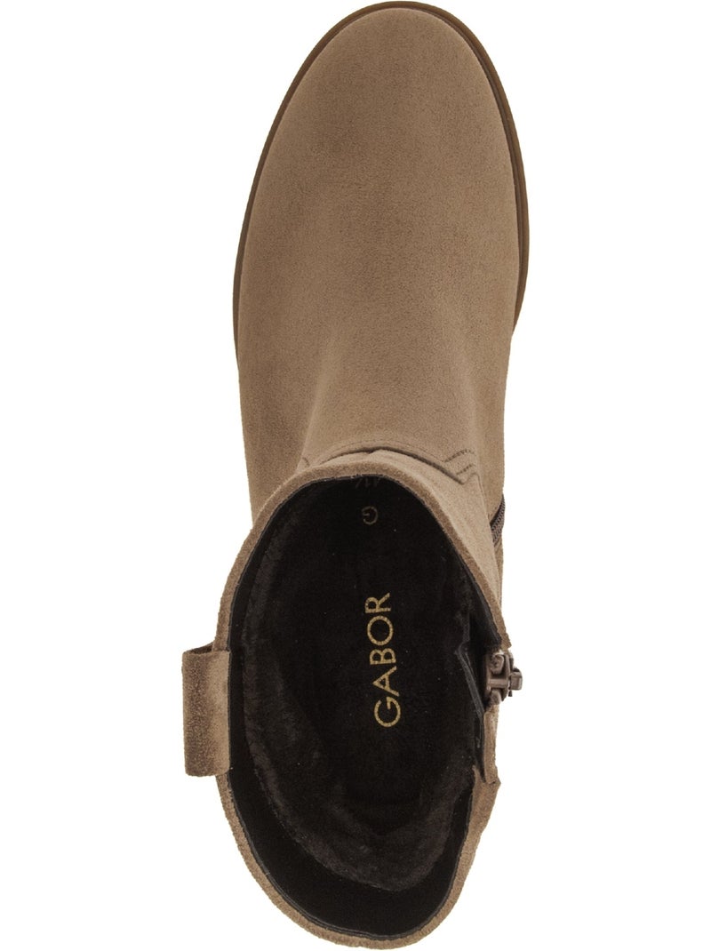 Bottines  en cuir velours Marron - Kiabi