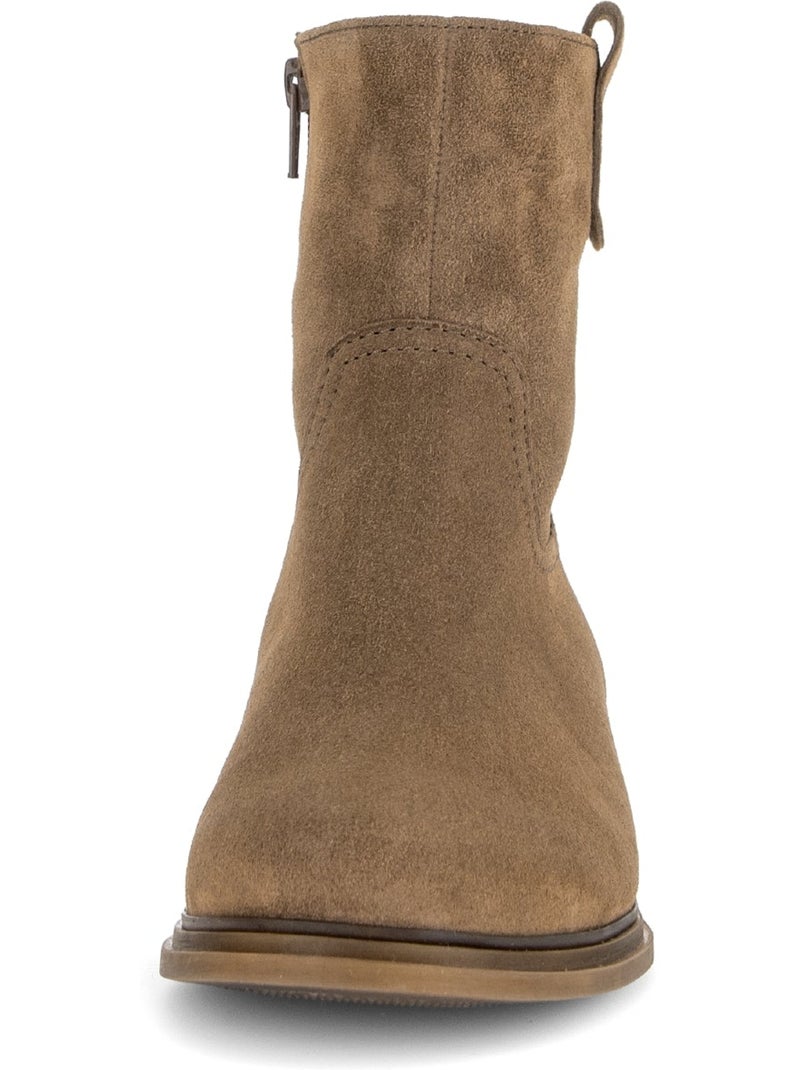 Bottines  en cuir velours Marron - Kiabi