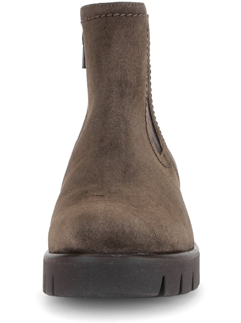 Bottines  en cuir velours Marron - Kiabi