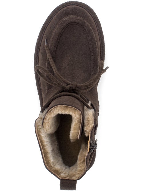 Bottines  en cuir velours - Kiabi