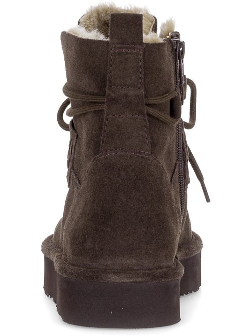 Bottines  en cuir velours - Kiabi