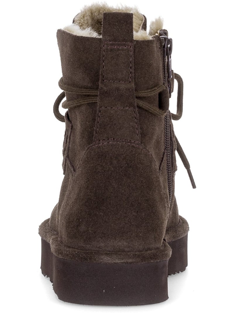 Bottines  en cuir velours Marron - Kiabi