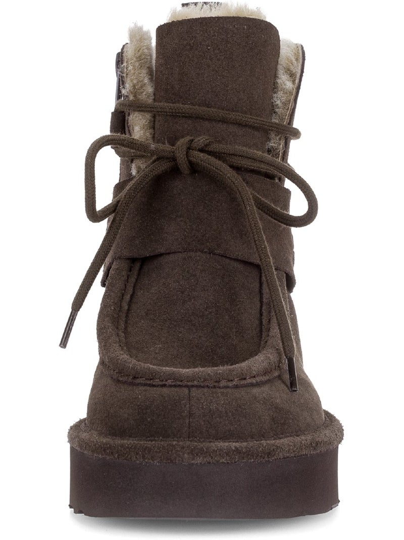 Bottines  en cuir velours Marron - Kiabi