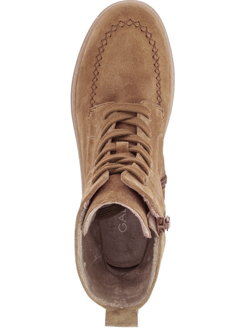 Bottines  en cuir velours Marron - Kiabi