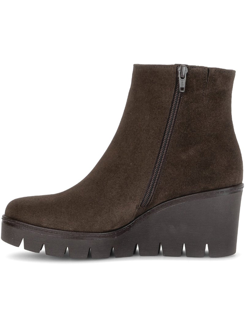 Bottines  en cuir velours Marron - Kiabi