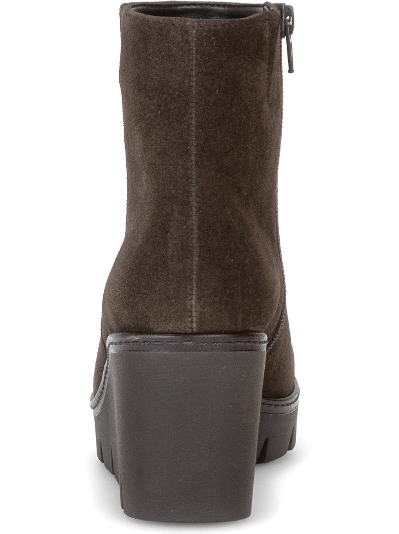 Bottines  en cuir velours Marron - Kiabi