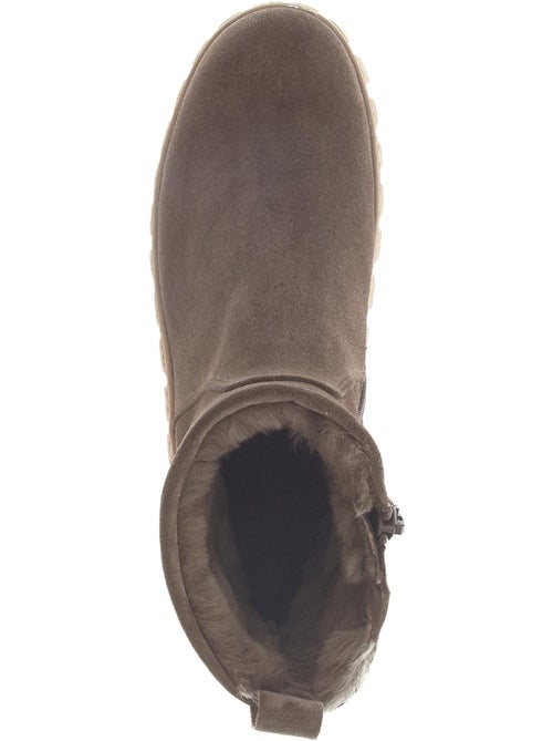 Bottines  en cuir velours - Kiabi