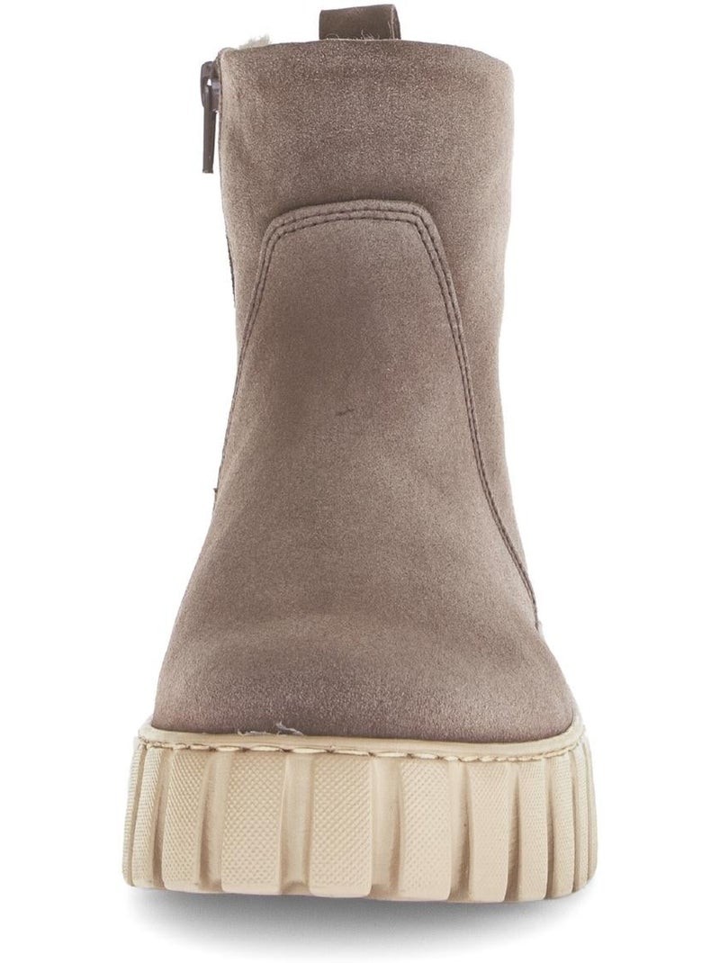 Bottines  en cuir velours Marron - Kiabi