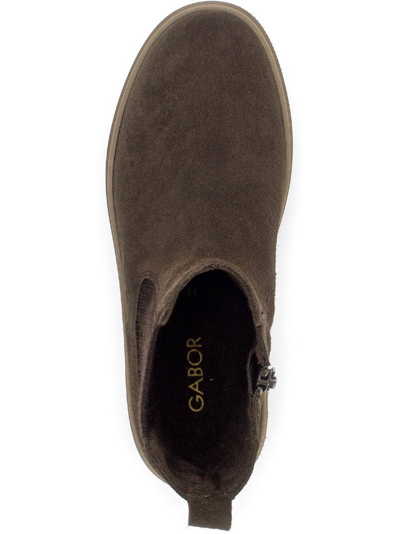 Bottines  en cuir velours Marron - Kiabi