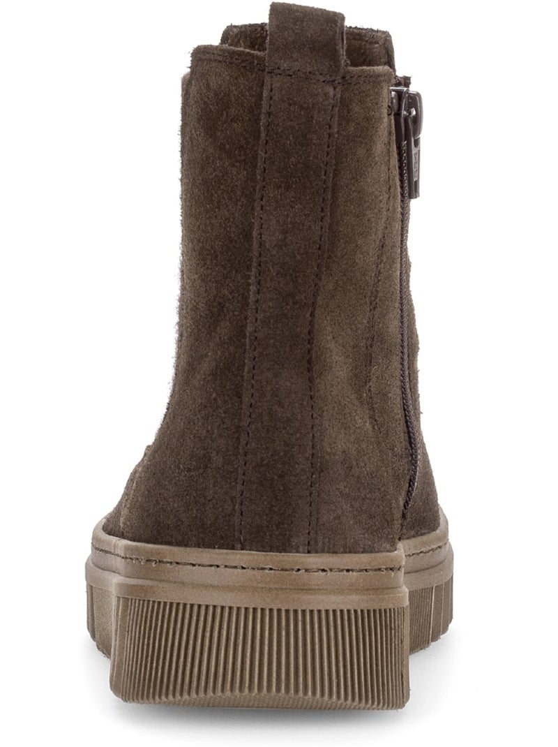 Bottines  en cuir velours Marron - Kiabi