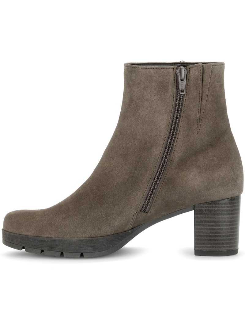 Bottines  en cuir velours Marron - Kiabi