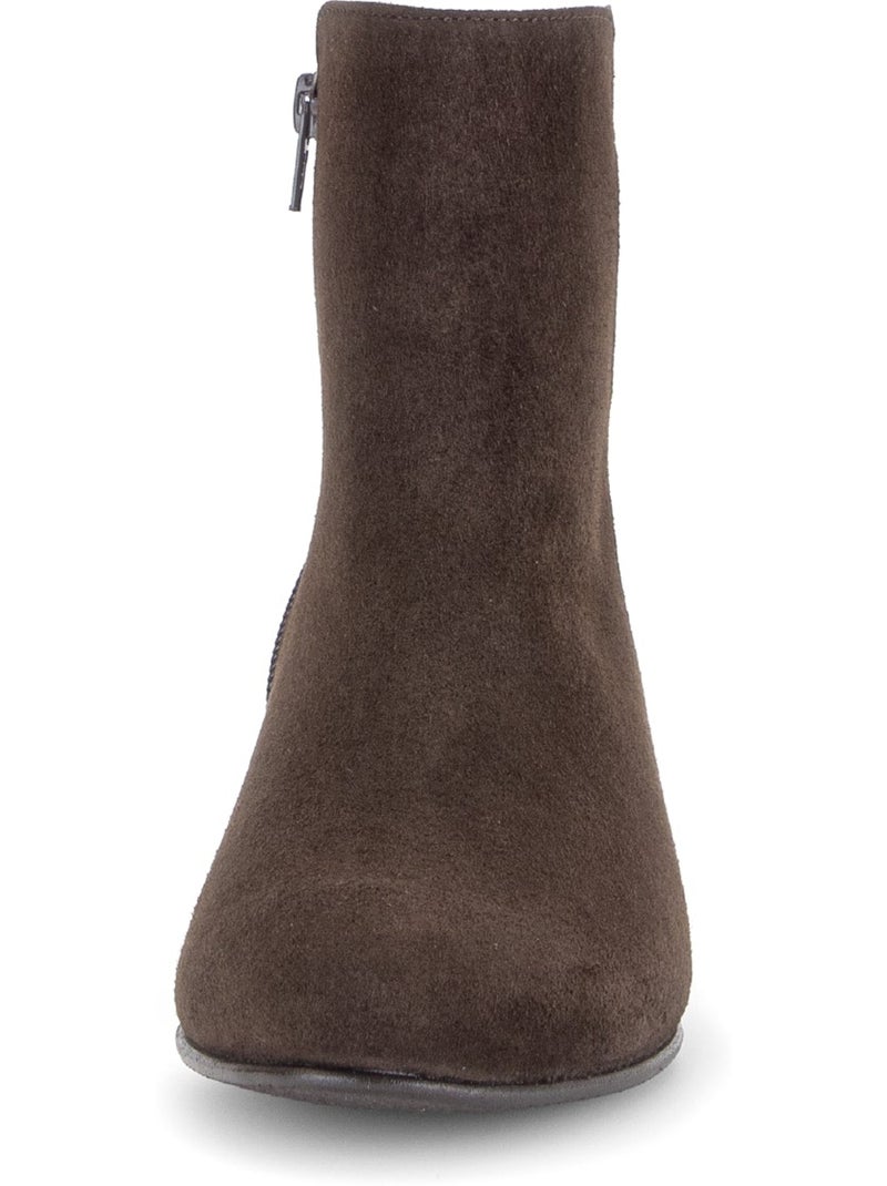 Bottines  en cuir velours Marron - Kiabi