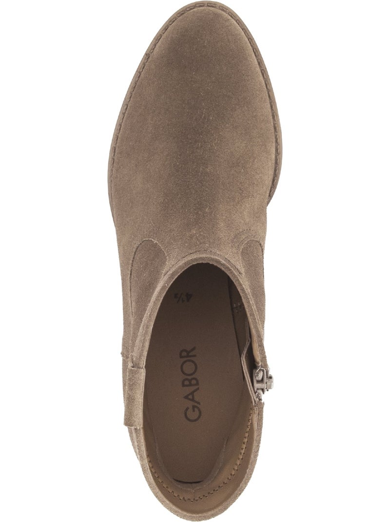 Bottines  en cuir velours Marron - Kiabi