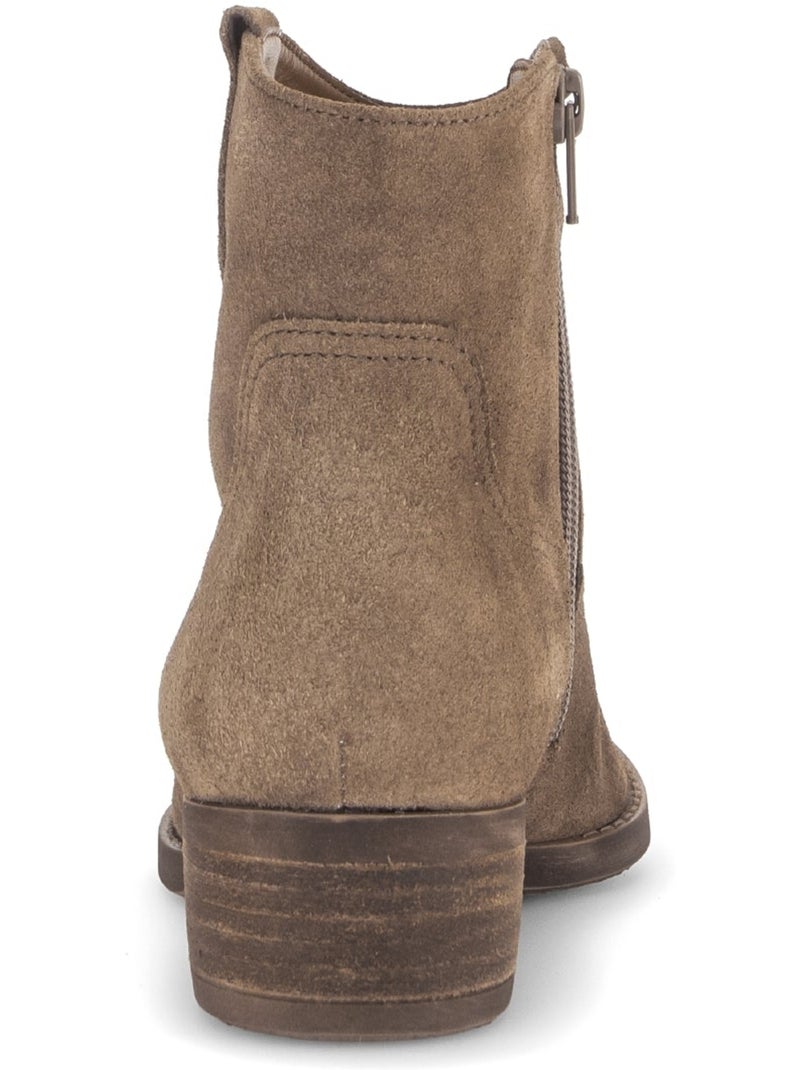 Bottines  en cuir velours Marron - Kiabi