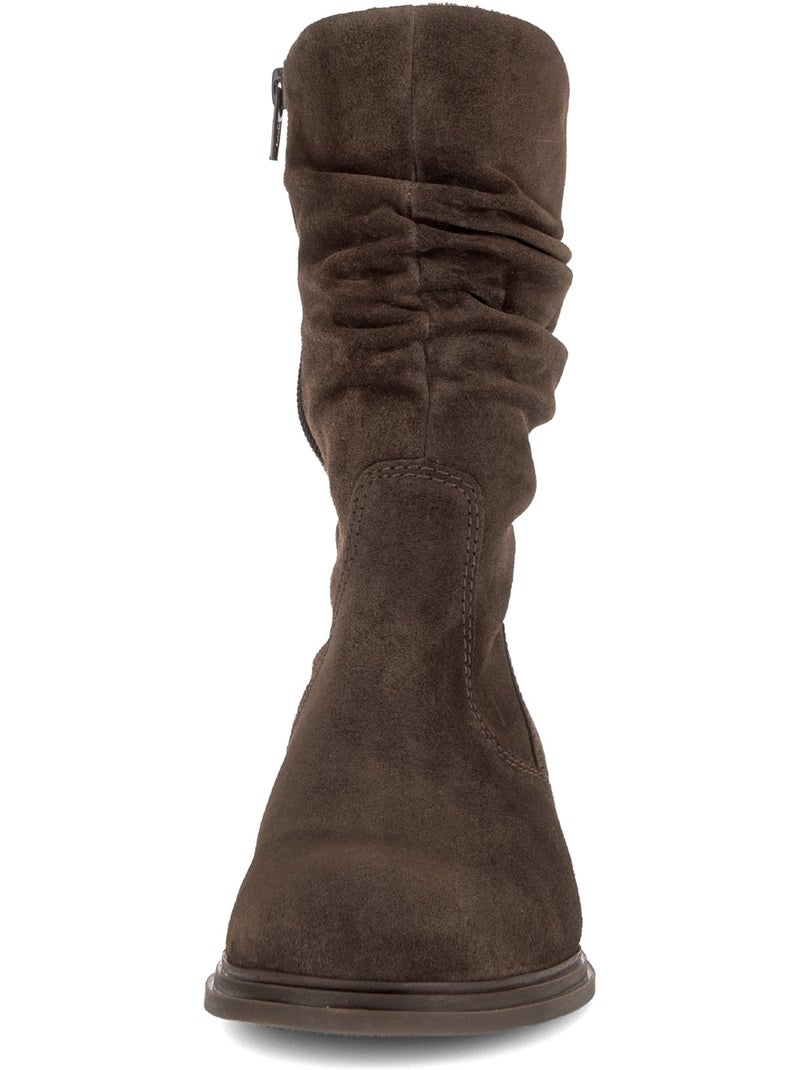 Bottines  en cuir velours Marron - Kiabi