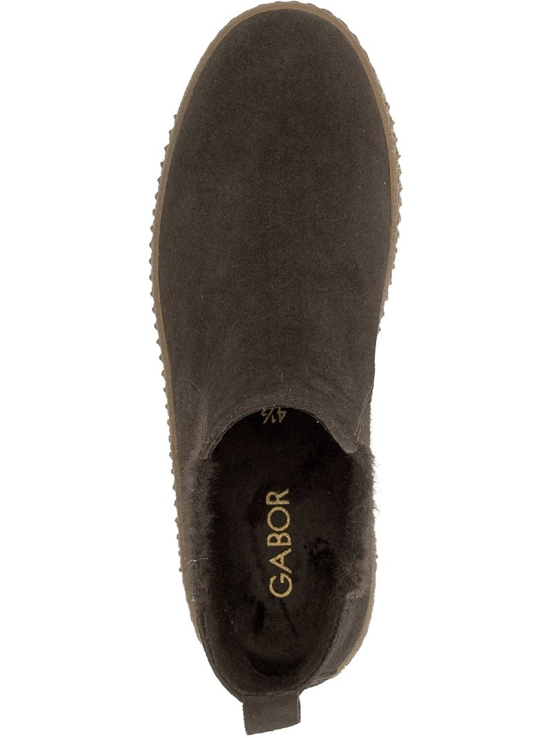 Bottines  en cuir velours Marron - Kiabi
