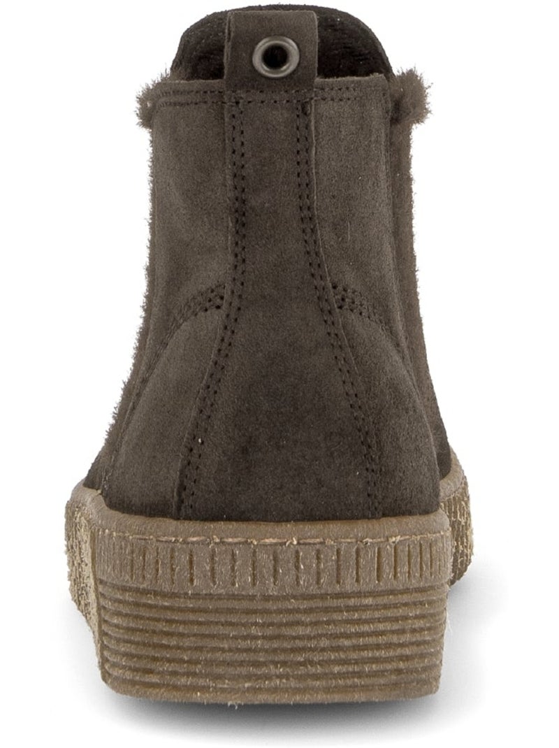 Bottines  en cuir velours Marron - Kiabi