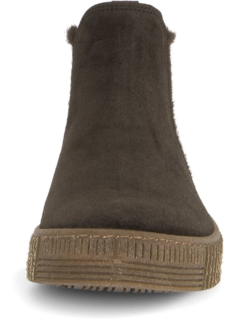 Bottines  en cuir velours Marron - Kiabi