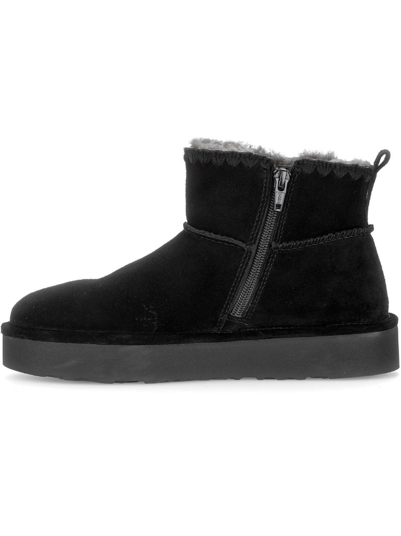 Bottines  en cuir velours Noir Noir - Kiabi