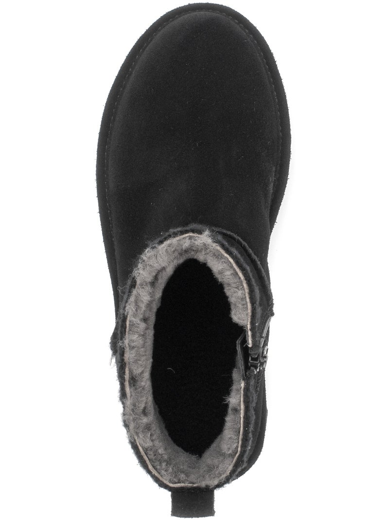 Bottines  en cuir velours Noir Noir - Kiabi
