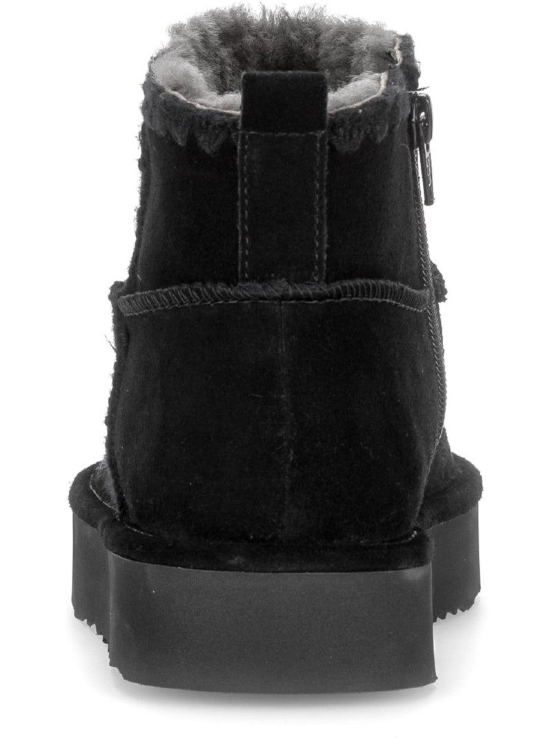 Bottines  en cuir velours Noir Noir - Kiabi