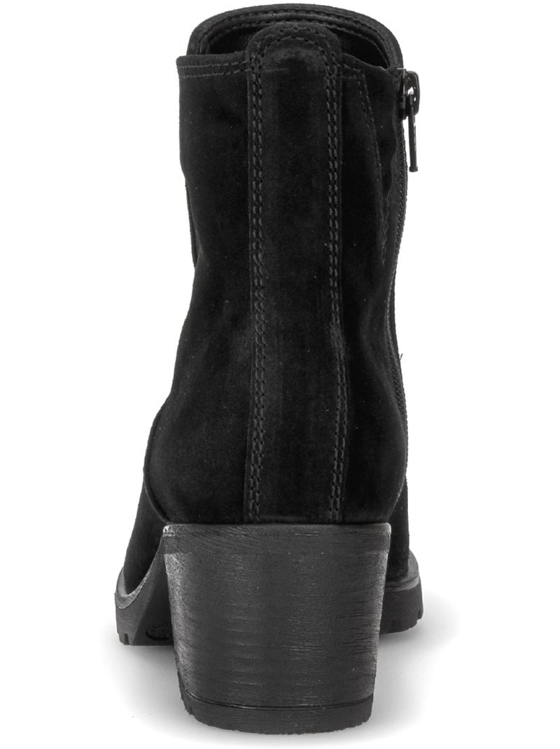 Bottines  en cuir velours Noir Noir - Kiabi