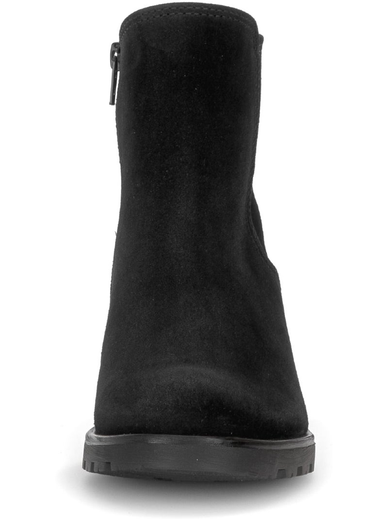 Bottines  en cuir velours Noir Noir - Kiabi