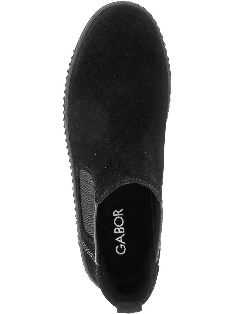 Bottines  en cuir velours Noir Noir - Kiabi