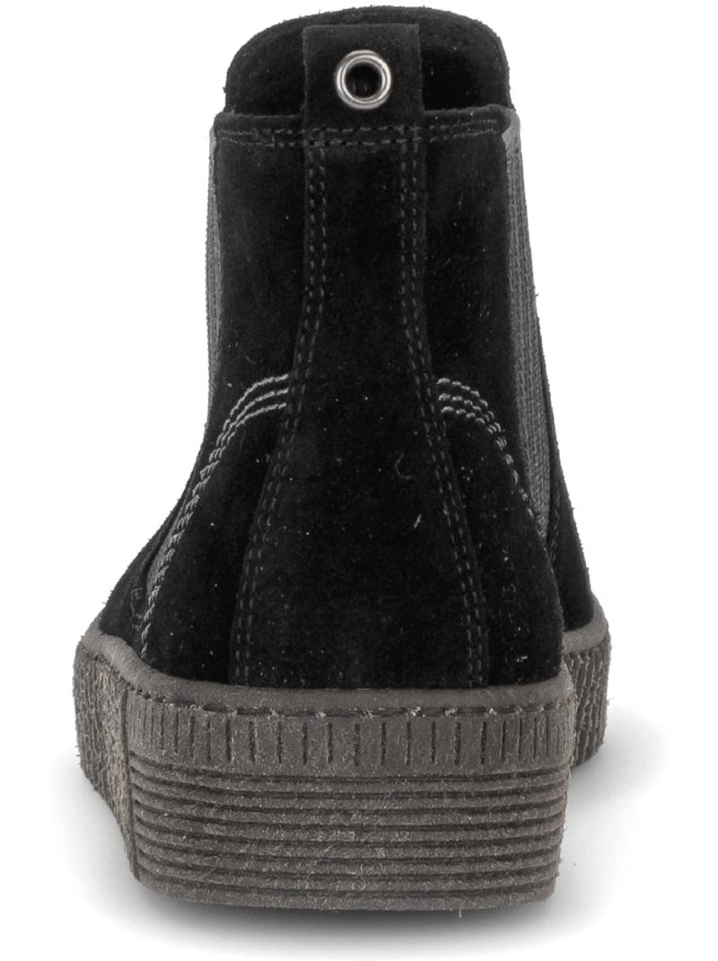 Bottines  en cuir velours Noir Noir - Kiabi