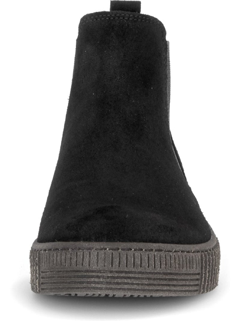 Bottines  en cuir velours Noir Noir - Kiabi