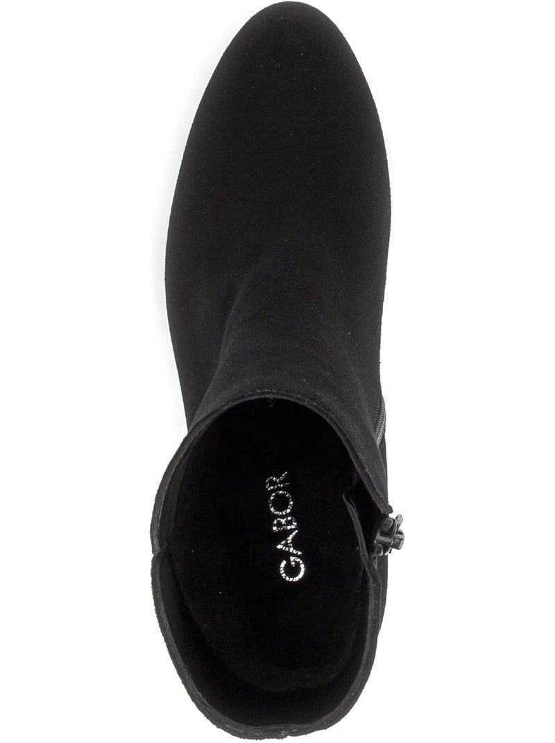 Bottines  en cuir velours Noir Noir - Kiabi