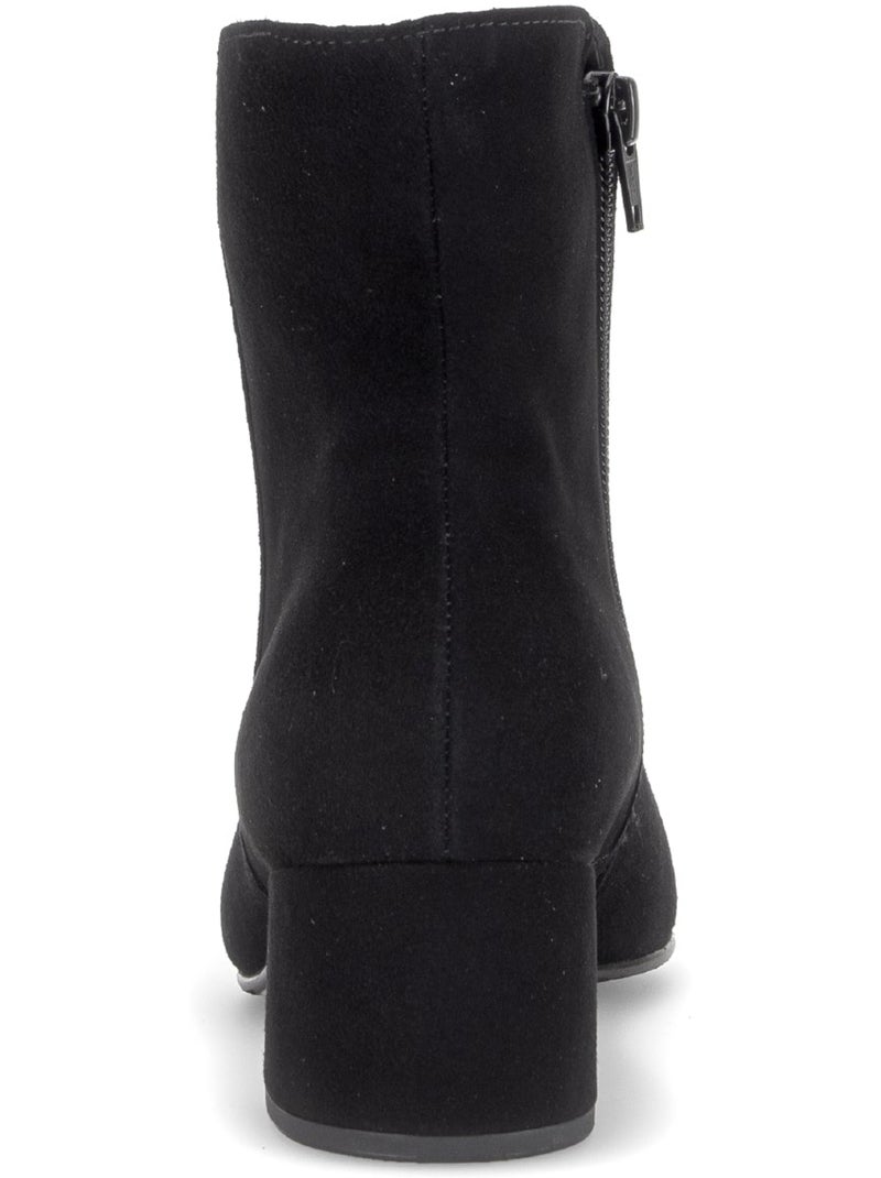 Bottines  en cuir velours Noir Noir - Kiabi
