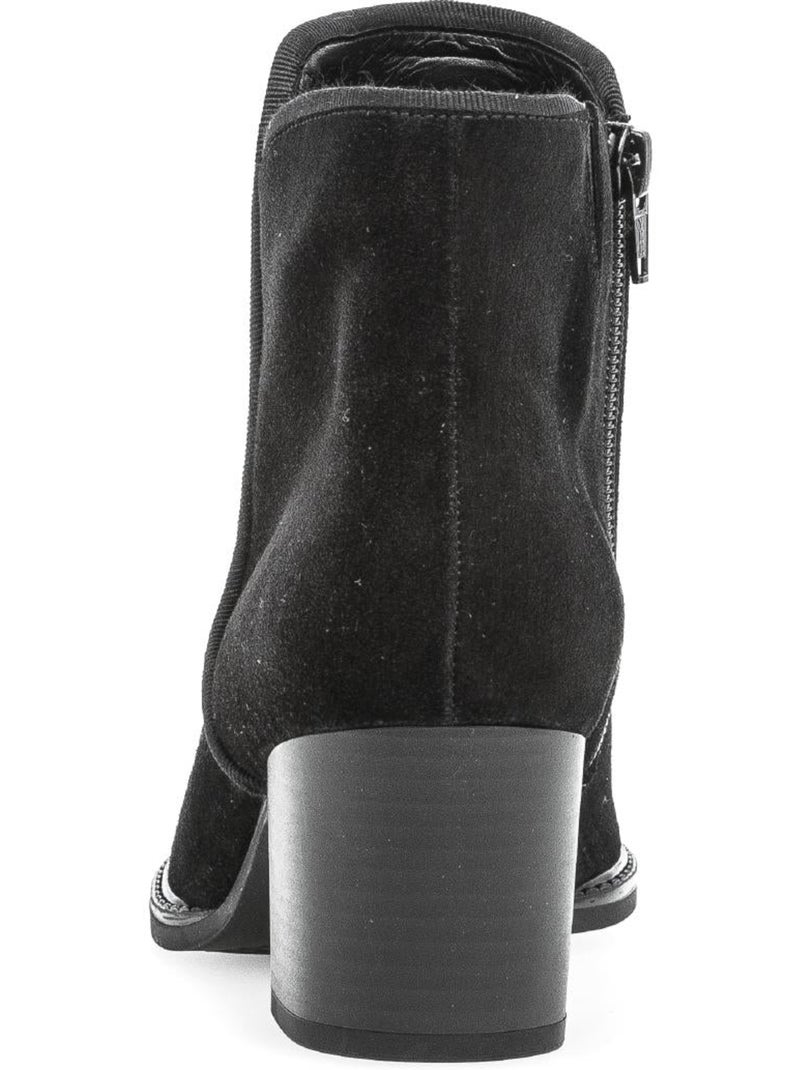 Bottines  en cuir velours Noir Noir - Kiabi